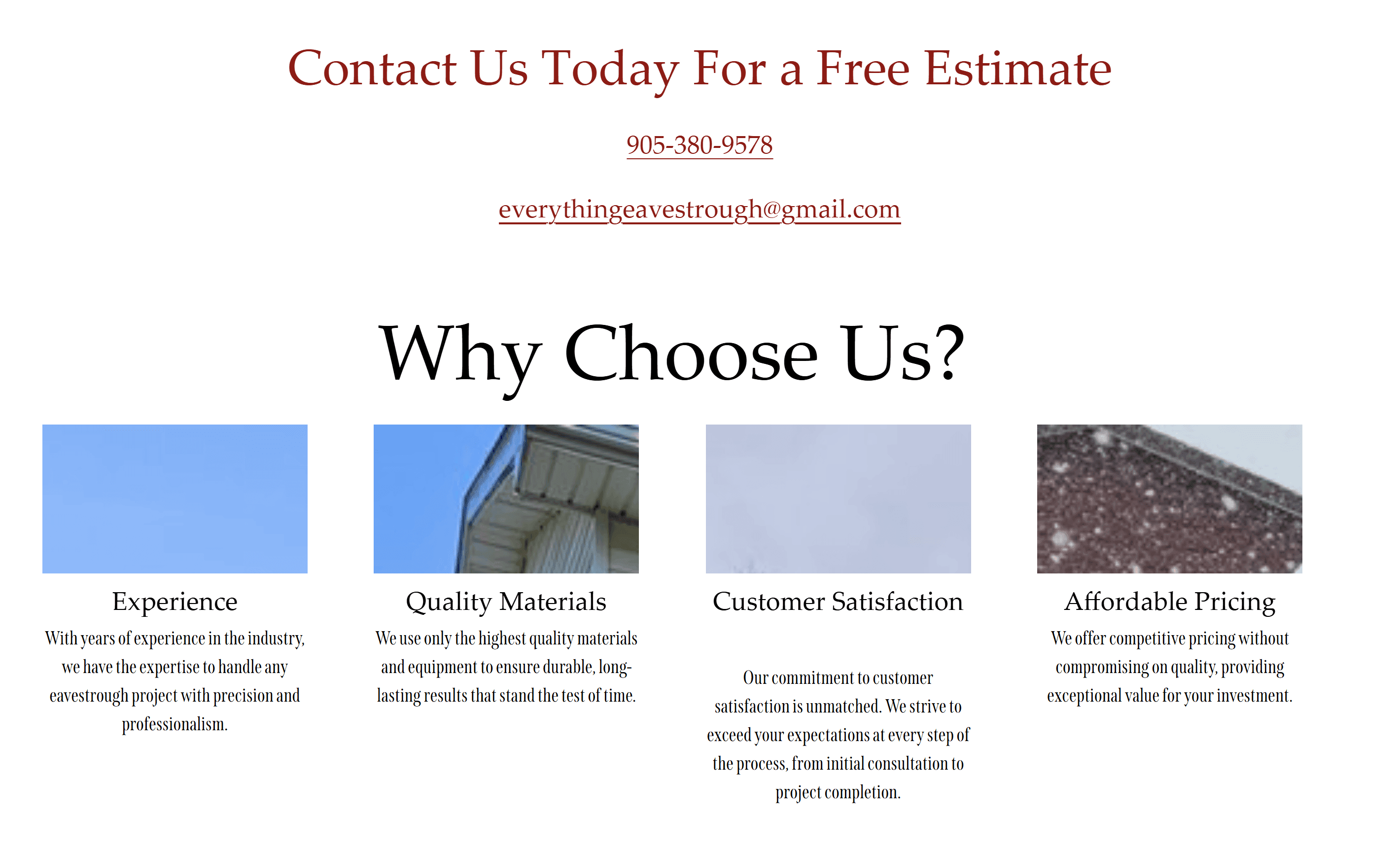 Before: outdated Everything Eavestrough site